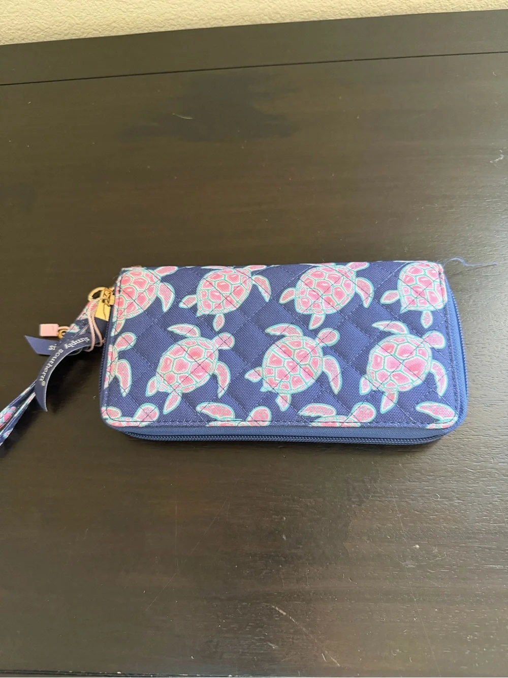 Simply southern Navy Wristlet Phone Case with Pink Turtle Print wristlet wallet